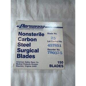 Personna Carbon Steel Surgical Blades No. 25 Nonsterile 150 Count 780325